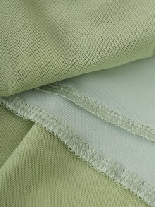 Sweetina Women's Pleated Simple Lace Patchwork Wide Waistband A-Line Skirt, Casual Holiday - Mint Green - View 5