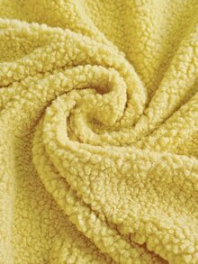 Comfortcana Plus Size Autumn/Winter Lamb Wool Denim Zip-Up Half-Placket Sweatshirt Fall - Pale Yellow - View 5