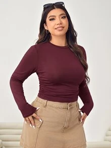 Solflare Kaos Rajut Slim Fit Warna Burgundy untuk Wanita - Burgundy - View 4