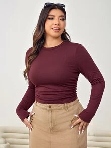 Solflare Kaos Rajut Slim Fit Warna Burgundy untuk Wanita - Burgundy - View 5