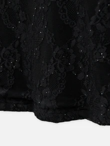 Nöista Elegant Lace Black Fitted Top With Button Detail For Party, Going Out And Evening Occasions, Perfect For Layering In Fall Winter Season. - Black - View 13