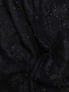 Nöista Elegant Lace Black Fitted Top With Button Detail For Party, Going Out And Evening Occasions, Perfect For Layering In Fall Winter Season. - Black - View 12
