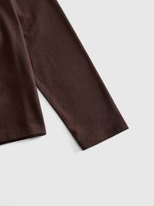 ROMWE MEN Street Life Men's Slim Fit Lace-Up Long Sleeve T-Shirt - Rust Brown - View 4