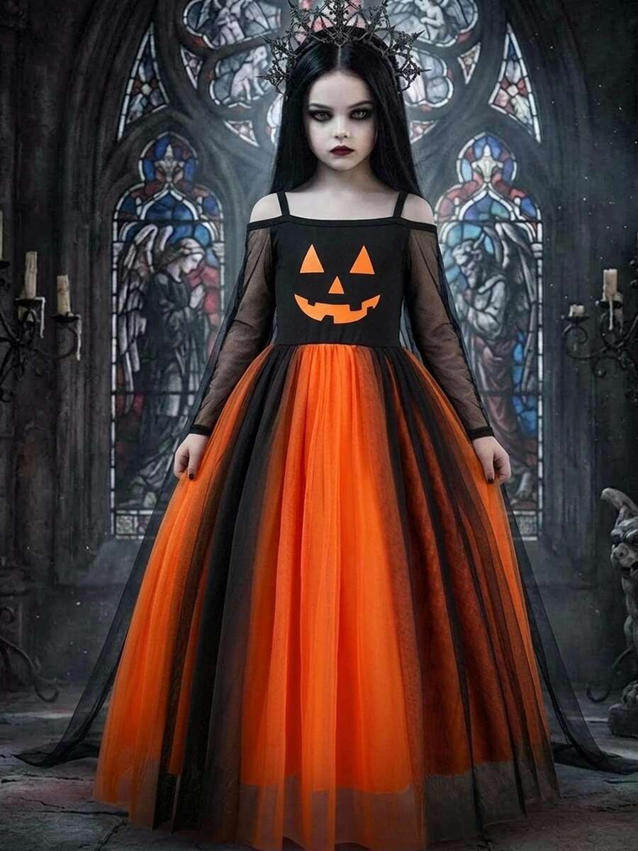 SHEIN Gaun Tulle Halloween untuk Anak Perempuan - MultiWarna - View 1