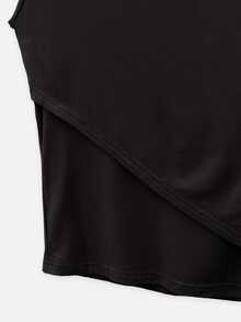 Nöista Black Asymmetric One Shoulder Top With Draped Overlay And Flowing Sleeve Elegant Perfect For Day To Night Styling Halloween - Black - View 6