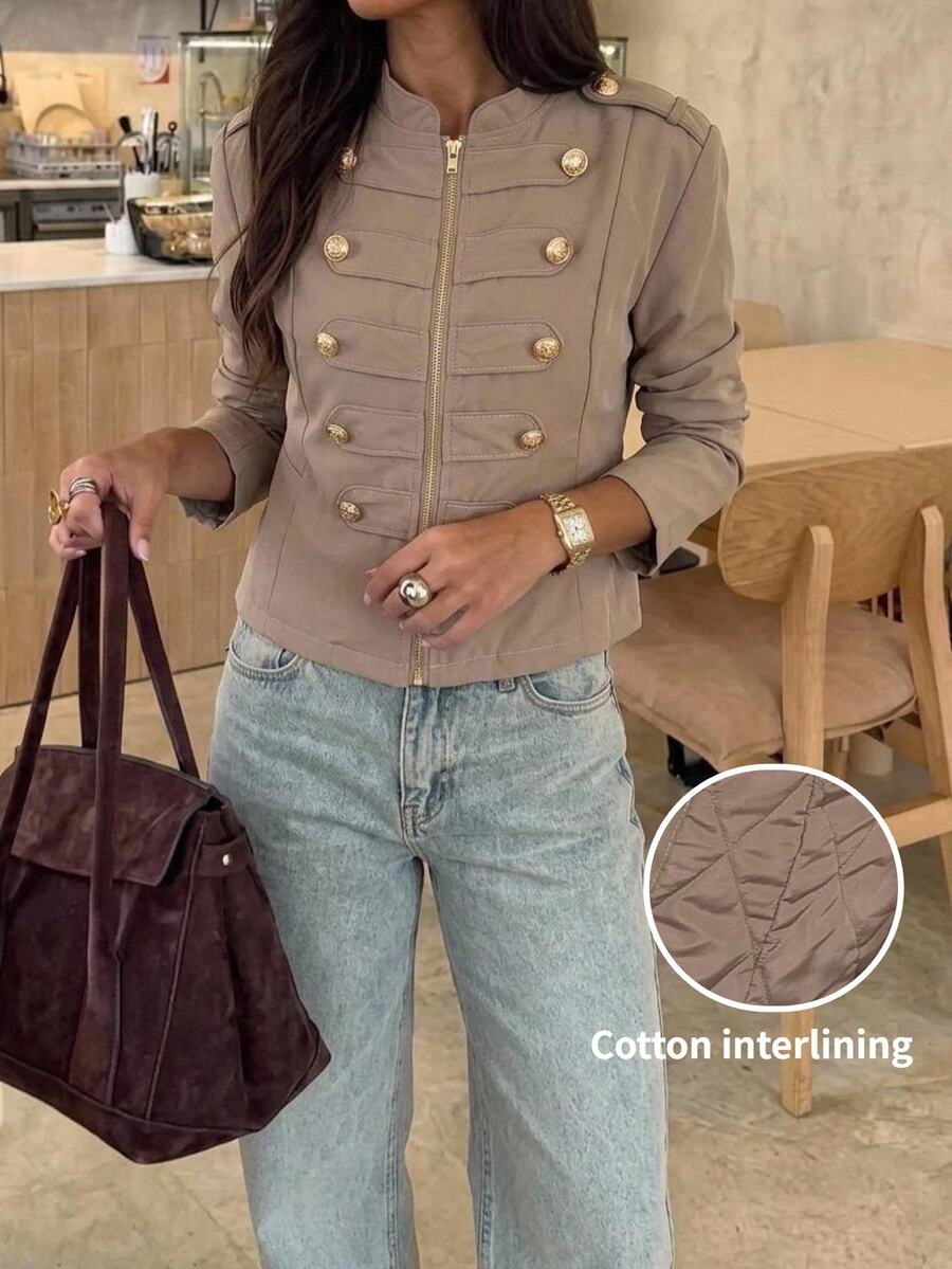 Aloruh Butter Yellow Autumn Winter New Young Spicy Girl Button Zipper ...