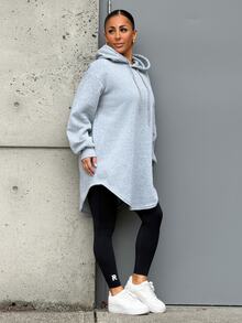 SAYEHFBABY Women's Casual Basic Solid Color Hooded Long Sweatshirt Holiday Office Grey Autumn - Grey - View 7
