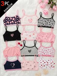 Tween Girls Cute Simple Skin-Friendly Soft Student Growth Period Underwear 3-Piece Set - White - View 1