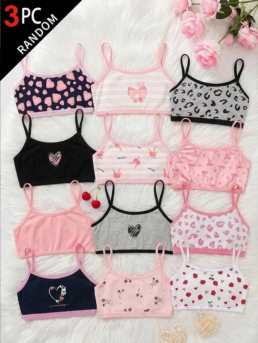 Tween Girls Cute Simple Skin-Friendly Soft Student Growth Period Underwear 3-Piece Set - White - View 1