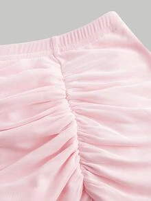 Sweetina Gonna nera in rete con volant, arricciature e orlo con volant per la primavera - Rosa Baby - Visualizzare 3