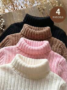 Emery Rose Kids Emery Rose Kids 女童秋冬休閒百搭純色高領T恤 - 彩色 - 查看 1