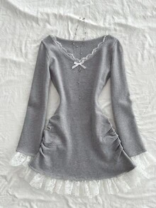 Elamini Women Sweater Dresses - Grey - View 3