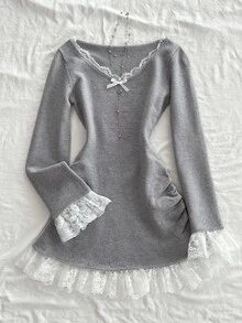 Elamini Women Sweater Dresses - Grey - View 6