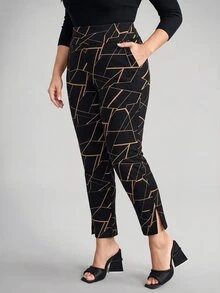 Comfylo Women's Plus Size Slim Fit Pants With Pockets - Multicolor - View 4