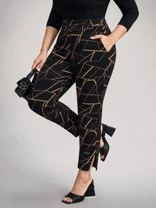 Comfylo Women's Plus Size Slim Fit Pants With Pockets - Multicolor - View 6