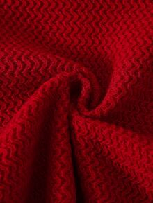 SHEIN 女童紅色手工刺繡 Happy 字樣針織毛衣，秋冬套頭衫，手工蝴蝶結，可愛優雅休閒波浪紋軟綿百搭內搭，適合玩耍、日常出遊、上學、聖誕穿著 - 紅色 - 查看 6