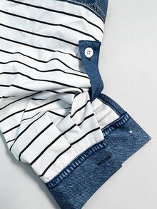 Lalippa Atasan Kemeja Wanita Motif Bunga Denim Gaya Y2K Musim Gugur dengan Desain Garis-garis, Cocok untuk Dipakai Sehari-hari dan Sepanjang Musim. - MultiWarna - View 5