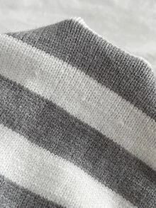 Elamini Women's Round Neck Grey Contrast Color Cable Knit Button Fitted Long Sleeve Cute Delicate Versatile Preppy Style Casual Autumn/Winter Cardigan Teacher - Light Grey - View 6