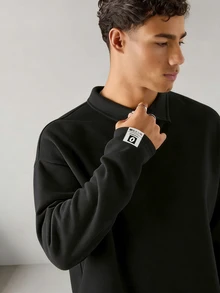 Mainfolk 男士针织休闲宽松长袖半开襟 Polo 衫 - 芥末黃 - 查看 6