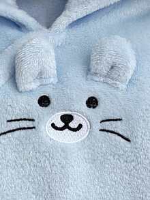 Newborn Long Sleeve Footed Romper, Double-Sided Flannel, White, Cute Otter Embroidery, Home Wear, Family Matching Autumn All-Match - Baby Blue - View 5