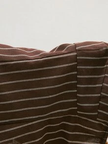 ATUI Studio 女款棕色條紋 D 字珠飾掛脖背心上衣，休閒度假外穿棉製夏季吊帶上衣，波希米亞復古 70s 90s 風格 - 巧克力棕 - 查看 4