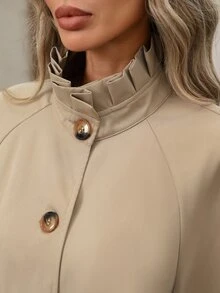 Brillora 女款四季休閒優雅短款風衣外套，適合購物、通勤、教師節辦公，黑白配色，秋季 - 駝色 - 查看 8