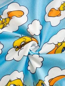 LOONEY TUNES X SHEIN Women's Cute Cartoon Print Cropped Tank Top And Shorts Lingerie Set - Blue - View 6