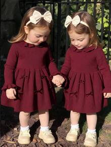 Emery Rose Kids Emery Rose Kids 女童（小）毛衣洋裝 - 酒紅色 - 查看 3