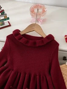 Emery Rose Kids Emery Rose Kids 女童（小）毛衣洋裝 - 酒紅色 - 查看 6