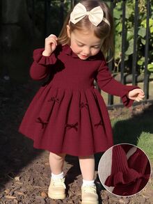 Emery Rose Kids Emery Rose Kids 女童（小）毛衣洋裝 - 酒紅色 - 查看 1