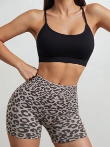 Slayform Slayform Hot Pink Print Seamless Sports Modest Athleisure Shorts Gym Summer - Grey - View 1