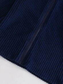 SHEIN Sparklyn 1pc Tween Girl Tween Girl' Hooded Slim Fit Zip-Up Hoodie With Ribbed Trim, Fall Clothes, Suitable For Daily Casual Wear In Spring, Autumn And Winter - Navy Blue - View 7