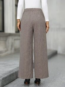 EMERY ROSE Women's Autumn/Winter Casual Elegant Commute Houndstooth Long Pants Business Office Work Women Fall/Winter Pants - Multicolor - View 2