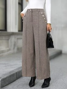 EMERY ROSE Women's Autumn/Winter Casual Elegant Commute Houndstooth Long Pants Business Office Work Women Fall/Winter Pants - Multicolor - View 9