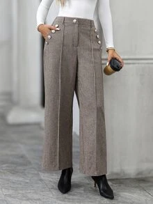 EMERY ROSE Women's Autumn/Winter Casual Elegant Commute Houndstooth Long Pants Business Office Work Women Fall/Winter Pants - Multicolor - View 8