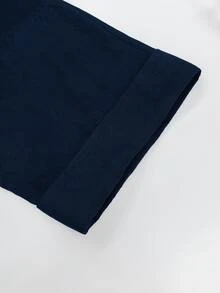 Linhara CURVE Versatile Premium Linen Casual Plus Size Women's Jumpsuit Fall - Navy Blue - View 5