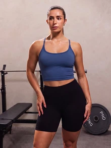Solea Cove High Support Sports Modest Sporty Cami Top Gym Active Navy Blue Summer - Army Green - View 3
