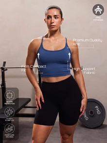 Solea Cove High Support Sports Modest Sporty Cami Top Gym Active Navy Blue Summer - Army Green - View 5