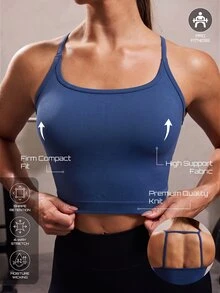 Solea Cove High Support Sports Modest Sporty Cami Top Gym Active Navy Blue Summer - Army Green - View 1