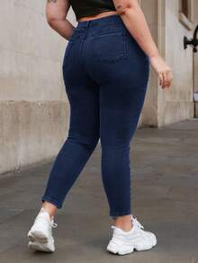 Flexra Plus Size Relaxed Fit Washed Slim Jeans - Medium Wash - View 8