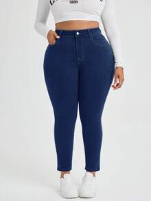 Flexra Plus Size Relaxed Fit Washed Slim Jeans - Medium Wash - View 3