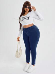Flexra Plus Size Relaxed Fit Washed Slim Jeans - Medium Wash - View 5