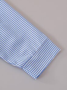 Souflis Souflis 幼童女嬰休閒可愛復古日常刺繡藍白條紋海軍藍領長袖上衣，女童校服襯衫，度假風 - 藍色 - 查看 6
