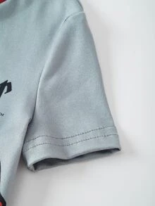 HARRY POTTER X SHEIN Young Boy Striped Short Sleeve Top And Shorts Loungewear - Grey - View 6