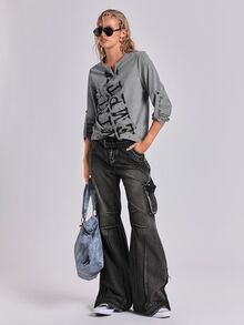 ROMWE Y2K Women T-Shirts - Grey - View 3
