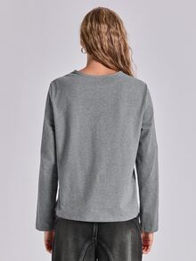 ROMWE Y2K Women T-Shirts - Grey - View 9