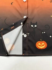 Franclia Halloween Print Ombre Shirt - Multicolor - View 5