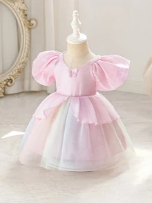 Glamorique Kids 女婴花童伴娘礼服，婚礼，花童，生日派对，适合正式场合，婚礼活动礼服 - 粉色 - 查看 5