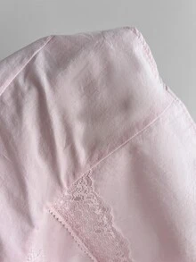 Elamini Blusa Feminina Rosa Casual de Férias Doce para o Dia a Dia com Renda e Patchwork - Rosa chiclete - Visão 9