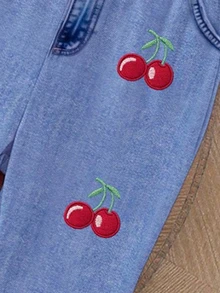 SHEIN Spring Summer Girls Casual Fashion Fruit Cherry Pattern Letter Print T-Shirt And Flared Pants Set,Comfortable Daily Wear School Back-To-School Outfit - Multicolor - View 6
